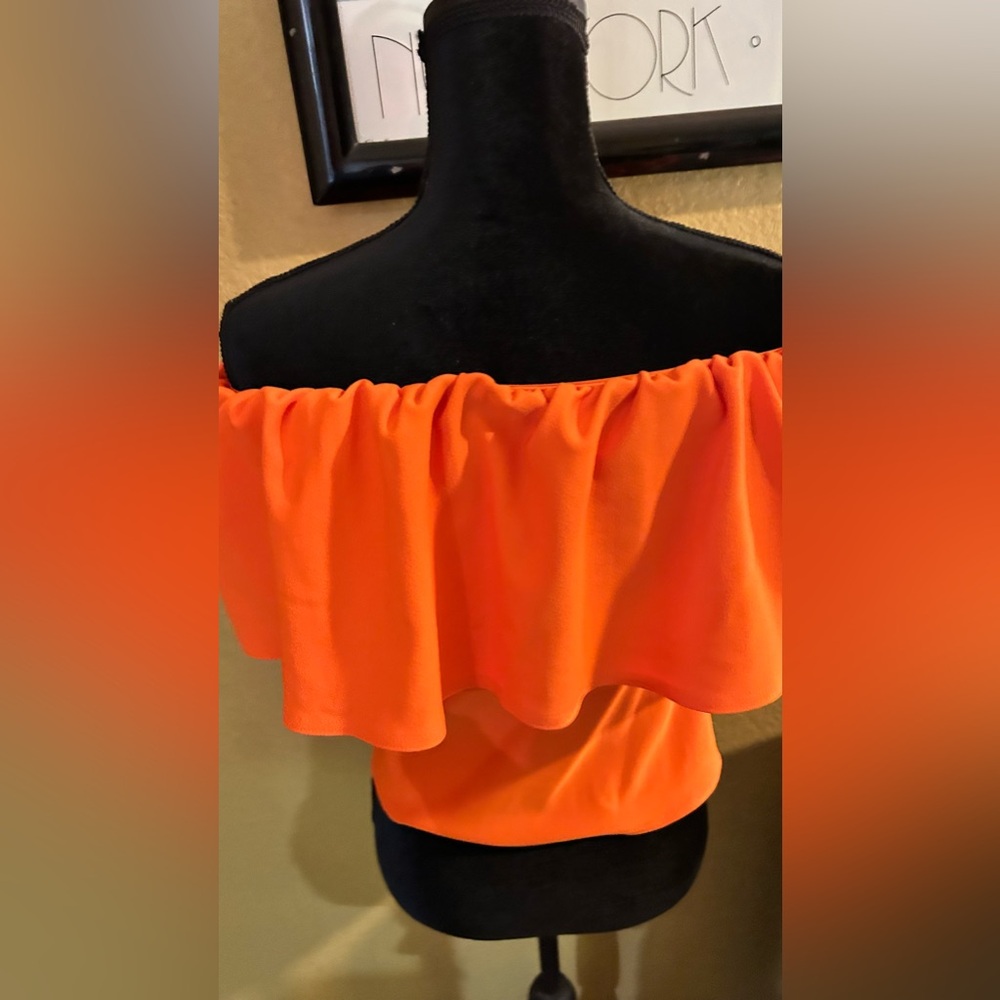 Zara Orange crepe tube top